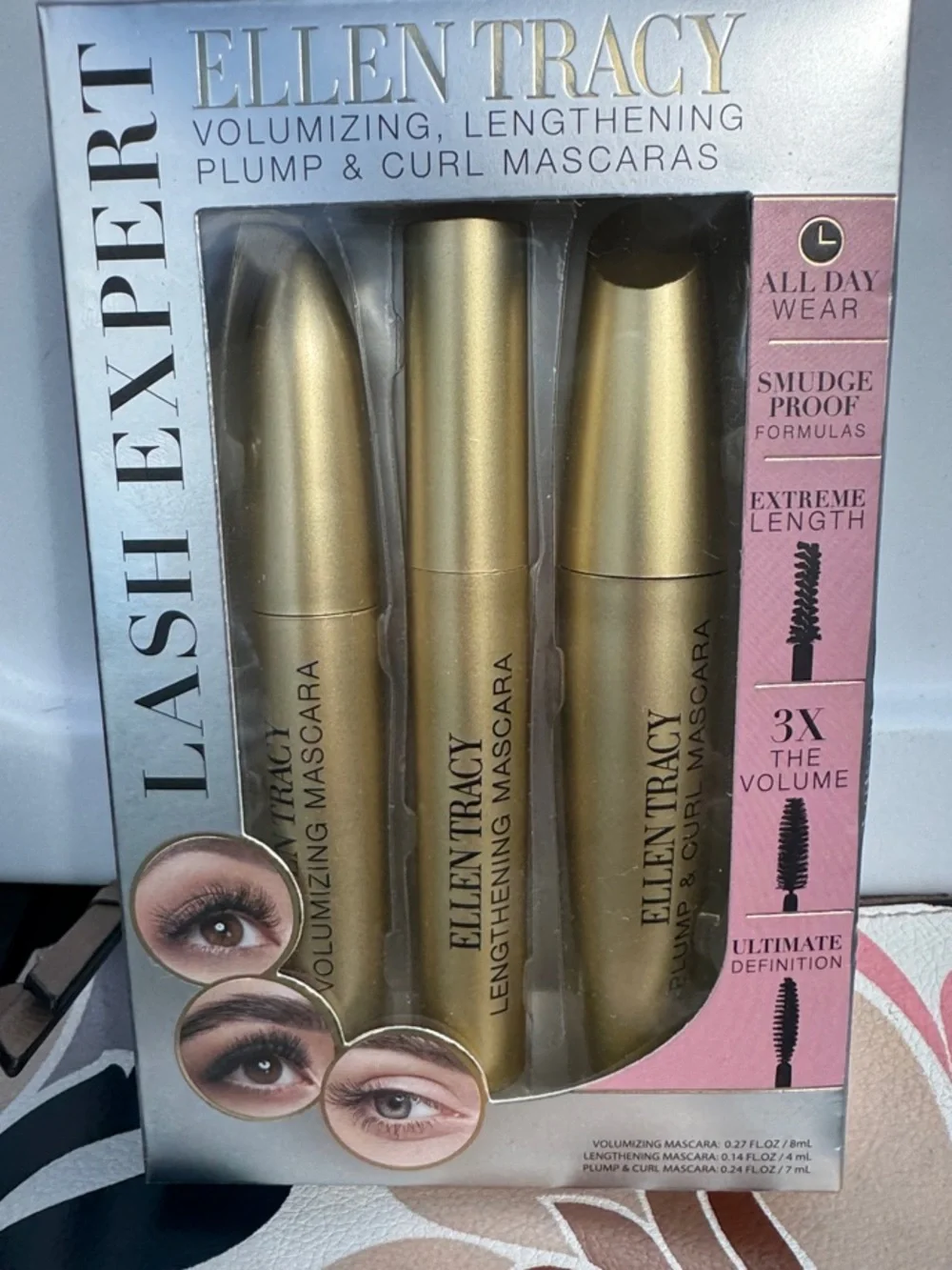 Ellen Tracy Gold Volumizing Lengthening Plump & Curl Mascara Trio